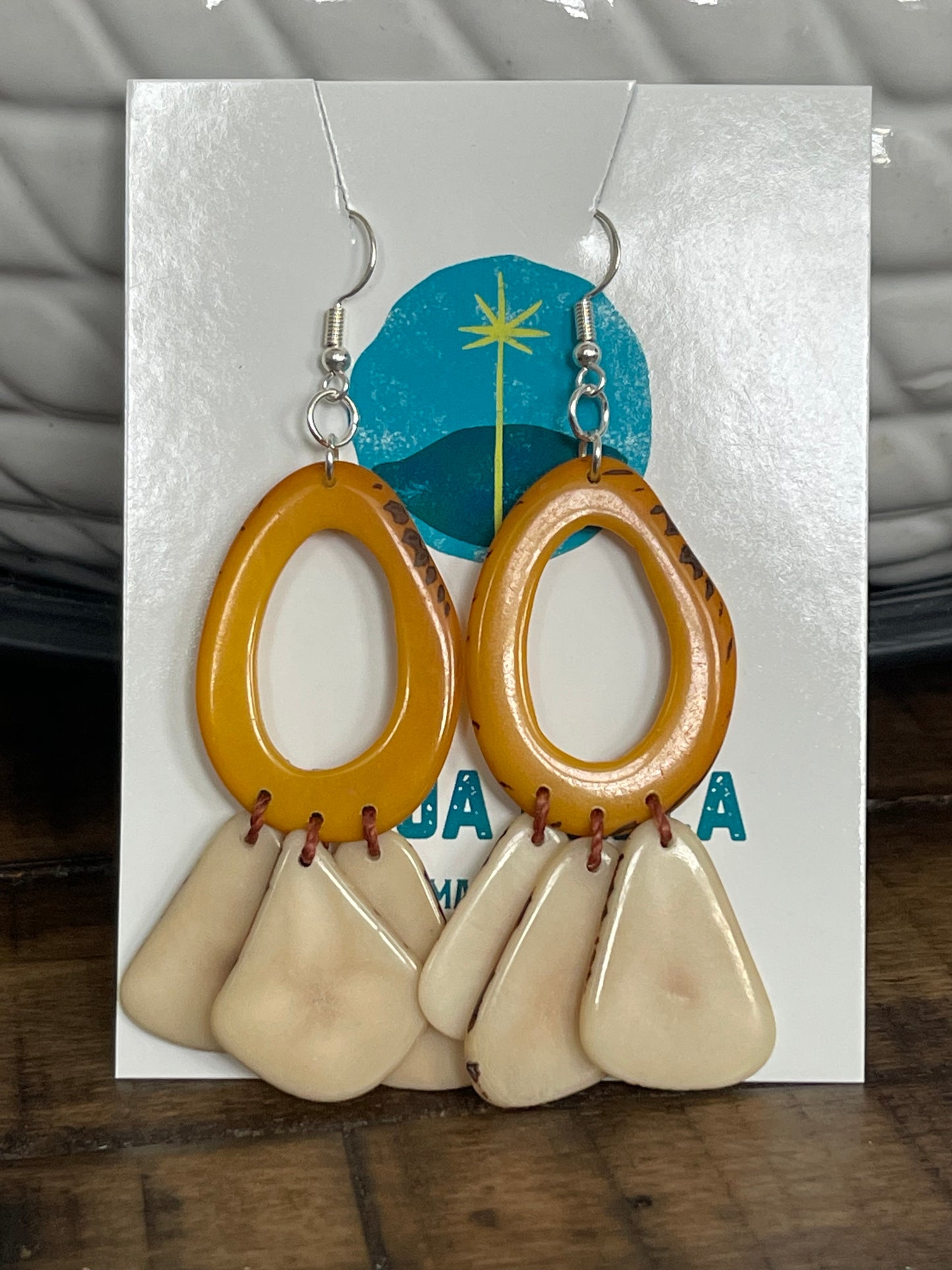 tagua earrings handcrafted in Ecuador organic natural tagua jewelry wholesale tagua