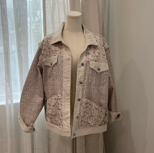 Jacket flowers mixed media XL