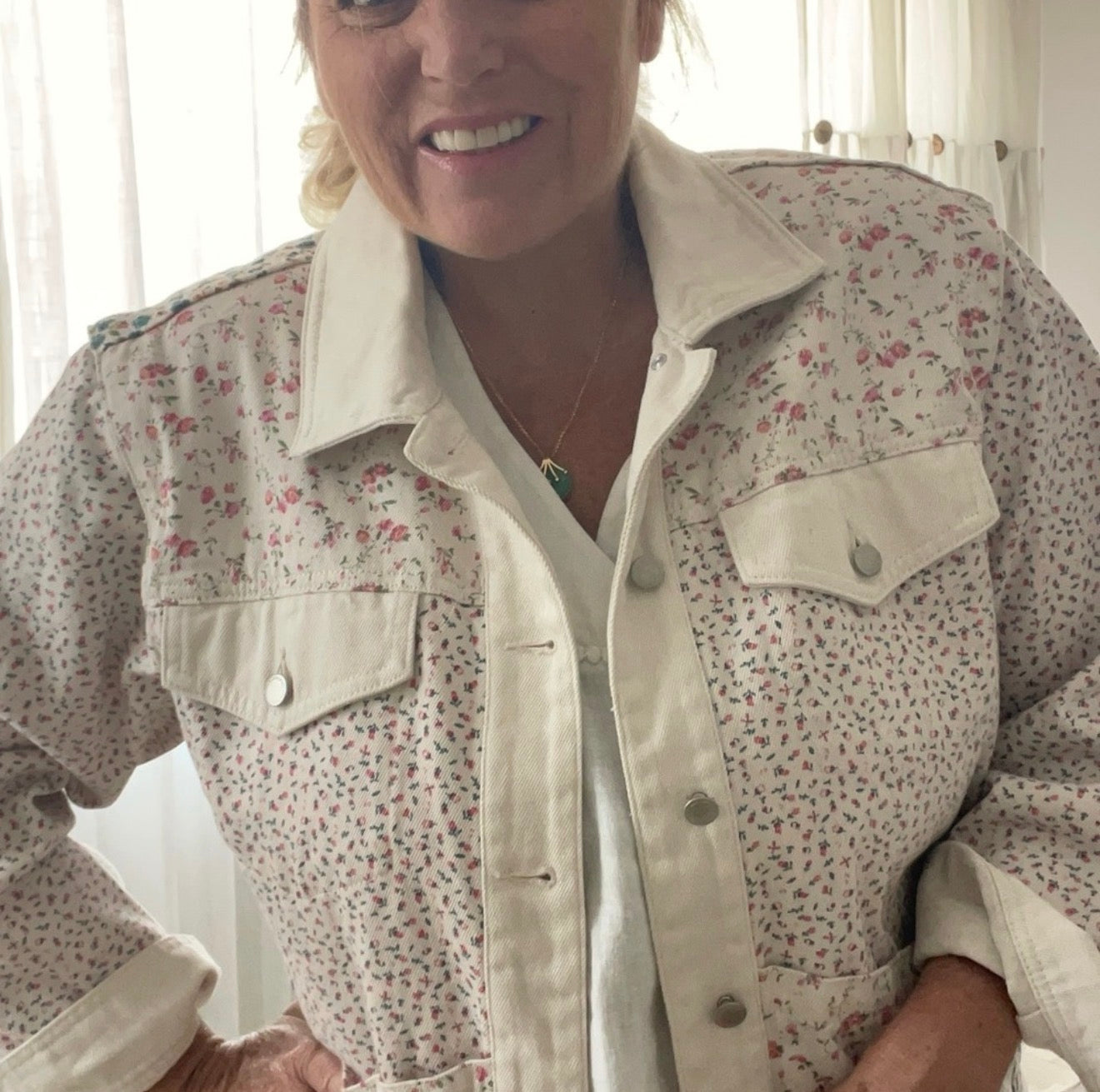 Jacket flowers mixed media XL